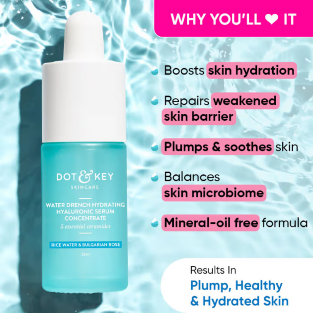 Dot & Key Water Drench Hyaluronic Serum with Ceramides, Intense Hydration (30ml) - Image 2