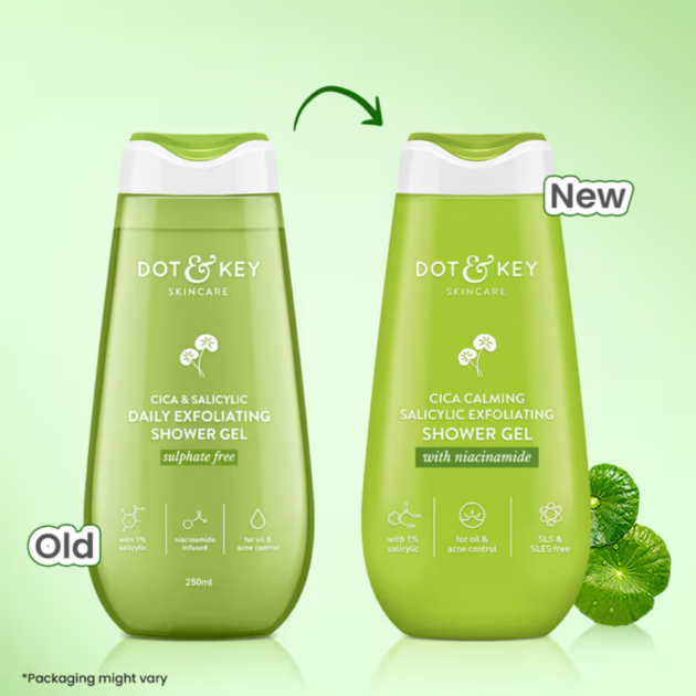 Dot & Key Cica & Salicylic Daily Exfoliating Body Shower Gel For Unclogs Pores & Body Acne Reduction (250ml) - Image 2