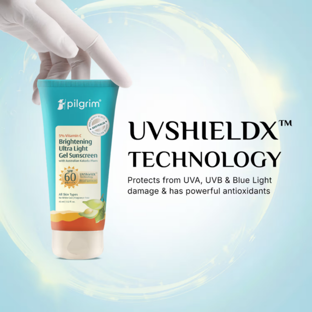 Pilgrim 5% Vitamin C Brightening Ultra Light Gel Sunscreen SPF 60 PA++++ With Australian Kakadu Plum (45ml) - Image 2