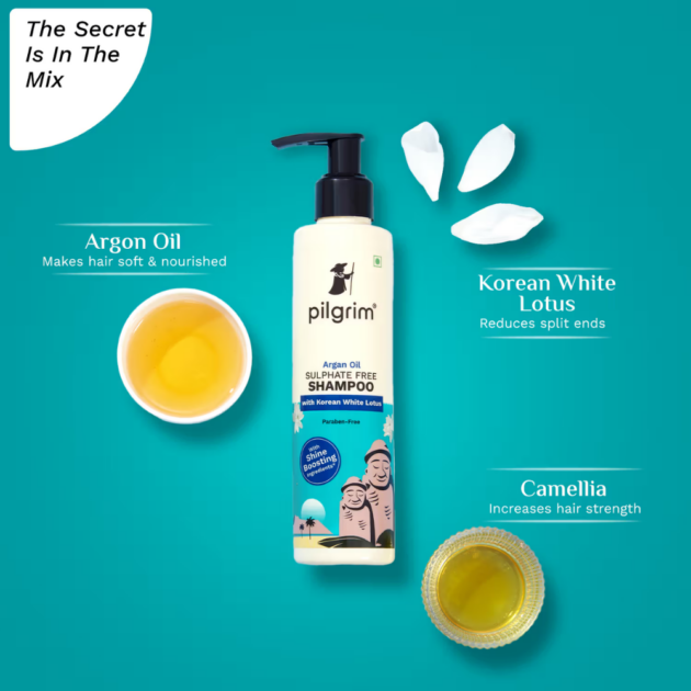 Pilgrim Sulfate Free Shampoo with Argan Oil, Camellia & White Lotus (200ml) - Image 2