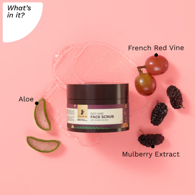Pilgrim Red Vine Face Scrub with Mulberry & Aloe (50g) - Image 2