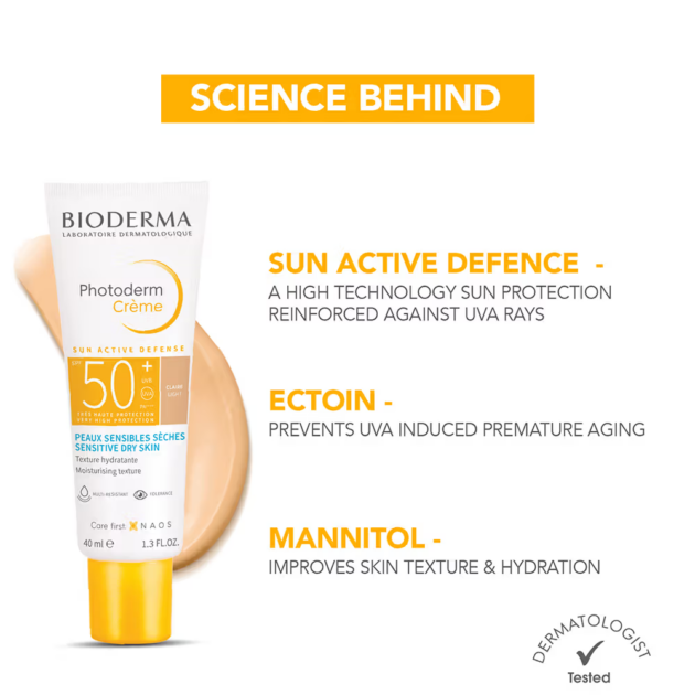 Bioderma SPF 50+ Tinted Sunscreen Photoderm Creme Teinte Claire Light SPF 50+ Water Resistant (40ml) - Image 2