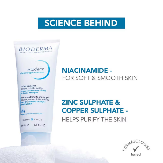 Bioderma Ultra-Soothing Foaming Gel Atoderm Intensive Gel Moussant With Niacinamide (200ml) - Image 2
