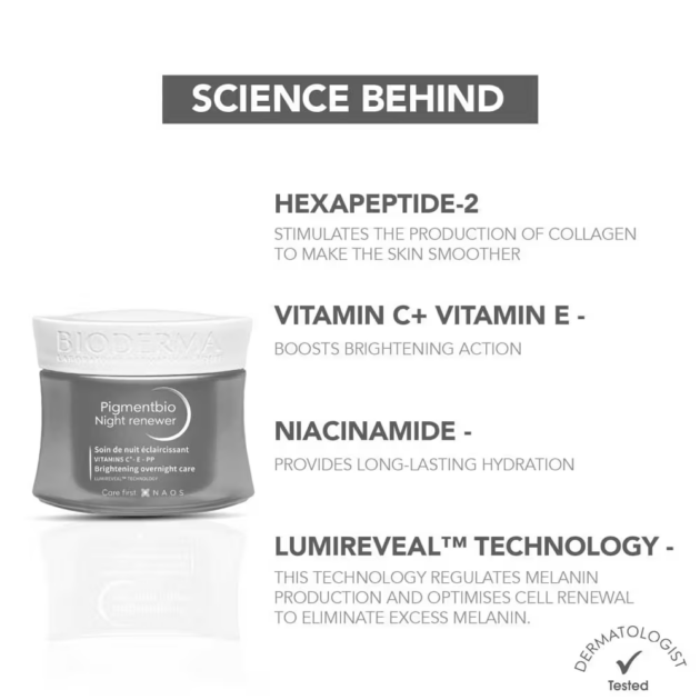 Bioderma Brightening Overnight Cream - Pigmentbio Night Renewer (50ml) - Image 2