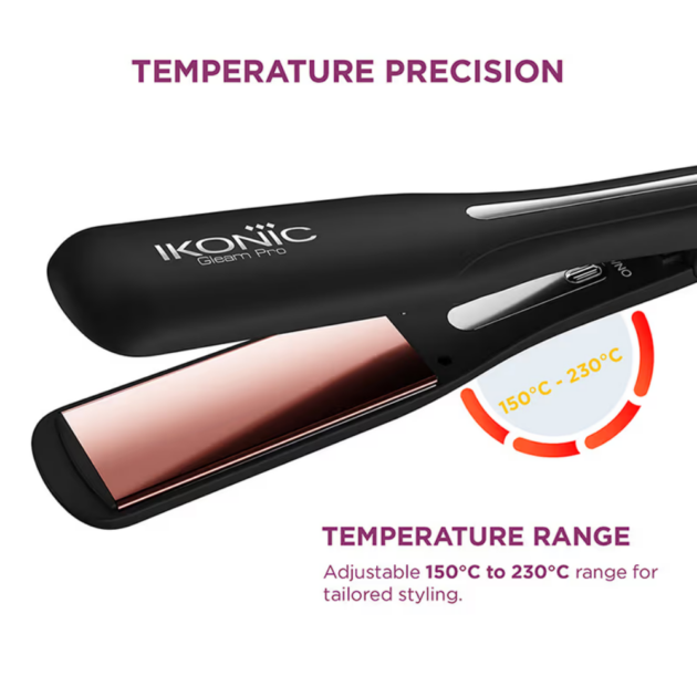 Ikonic Professional Titanium Pro Hair Straightener - Black (1 pc) - Image 2
