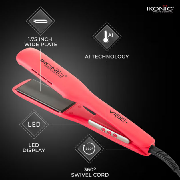 Ikonic Professional Vibe+ Hair Straightener - Peach (800 g) - Image 2