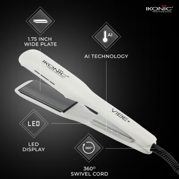 Ikonic Professional Vibe+ Hair Straightener - White (800 g) - Image 2