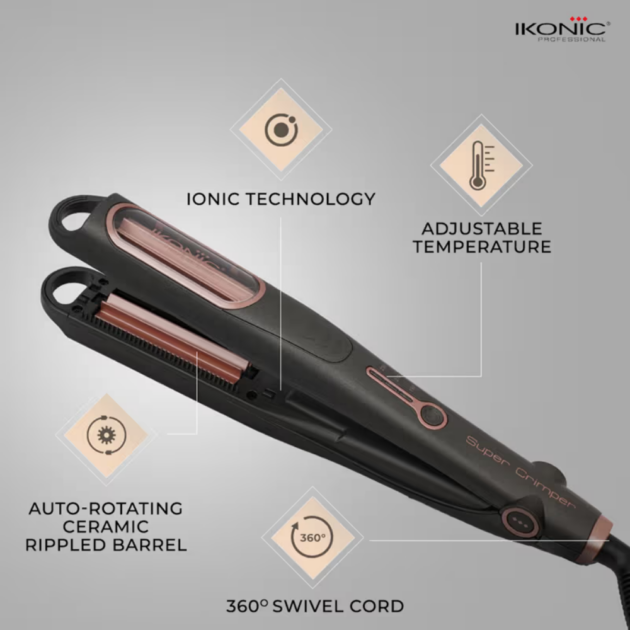 Ikonic Professional Super Hair Crimper - Grey (1 Pcs) - Image 2