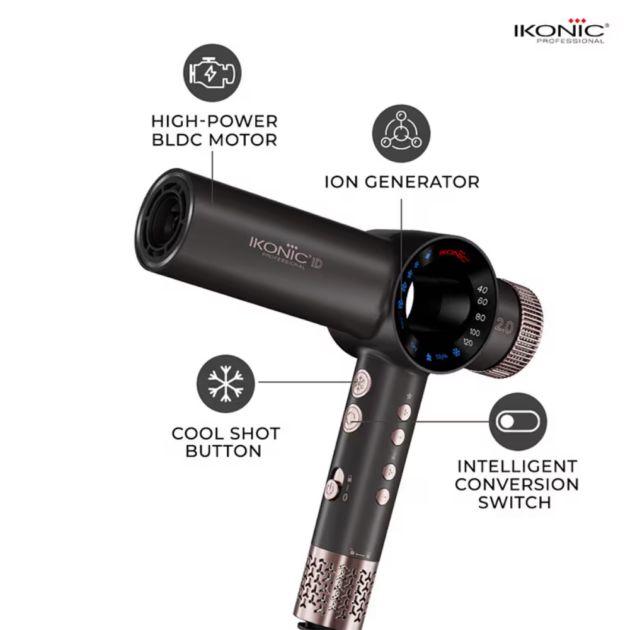 Ikonic Professional Hair Dryer ID 2.0 (Grey & Rose Gold) (1 pc) - Image 2
