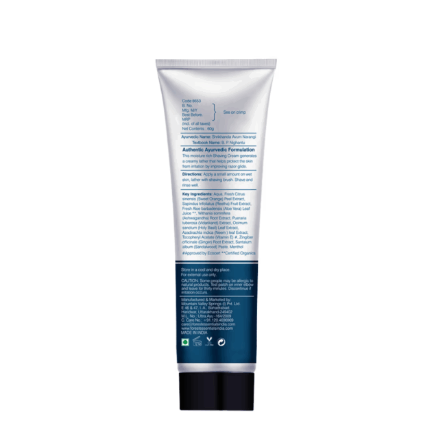 Forest Essentials Sandalwood & Orange Peel Shaving Cream - All Natural for Smooth Razor Glide (60g) - Image 2