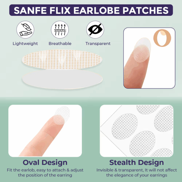 Sanfe Invisible Earlobe Patches For Pierced Ears Perfect For Torn & Stretched Piercings Ear Lobes (100g) - Image 2