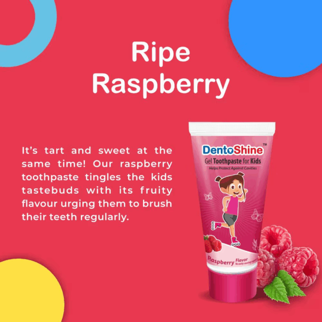 Dentoshine Gel Toothpaste Raspberry Flavor (dora) For Kids (80gm) - Image 2