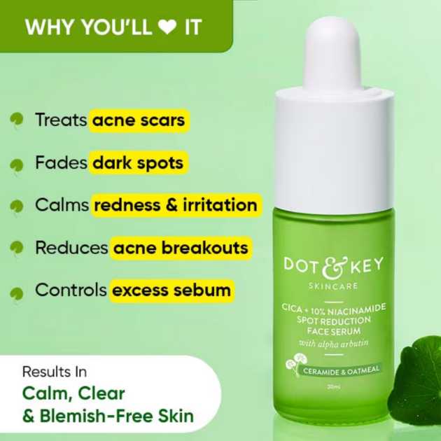 Dot & Key 10% Niacinamide + Cica Face Serum For Oily, Acne Prone Skin & Dark Spots Reduction (30ml) - Image 2