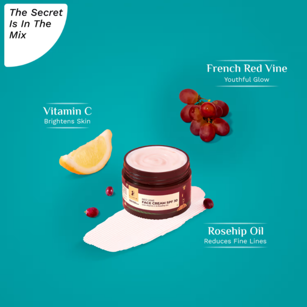 Pilgrim Red Vine Face Cream SPF 30 with Vitamin C & Rosehip Oil (50g) - Image 3
