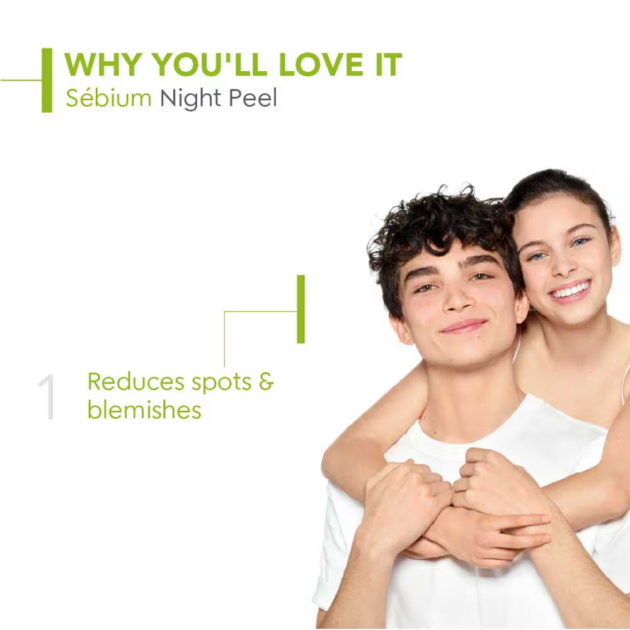 BiodermaNight Peel Sebium For Oily Acne Prone Skin With Glycolic Acid - Reduces Blemishes (40ml) - Image 3