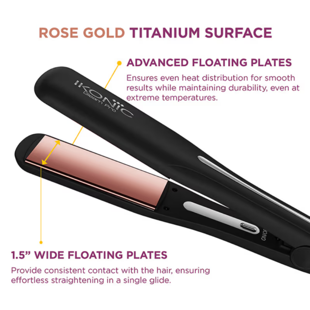 Ikonic Professional Titanium Pro Hair Straightener - Black (1 pc) - Image 3