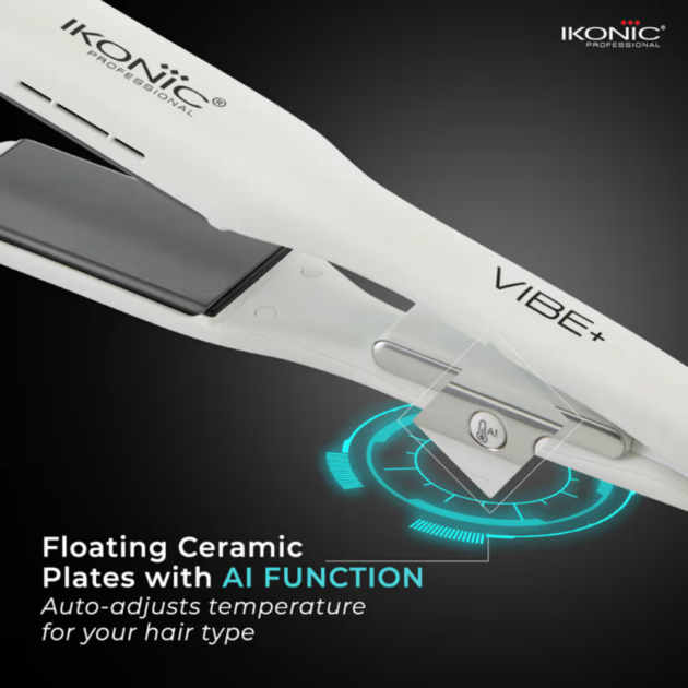Ikonic Professional Vibe+ Hair Straightener - White (800 g) - Image 3