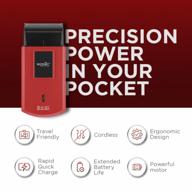 Ikonic Professional Bullet Shaver - Red (1 pc) - Image 3