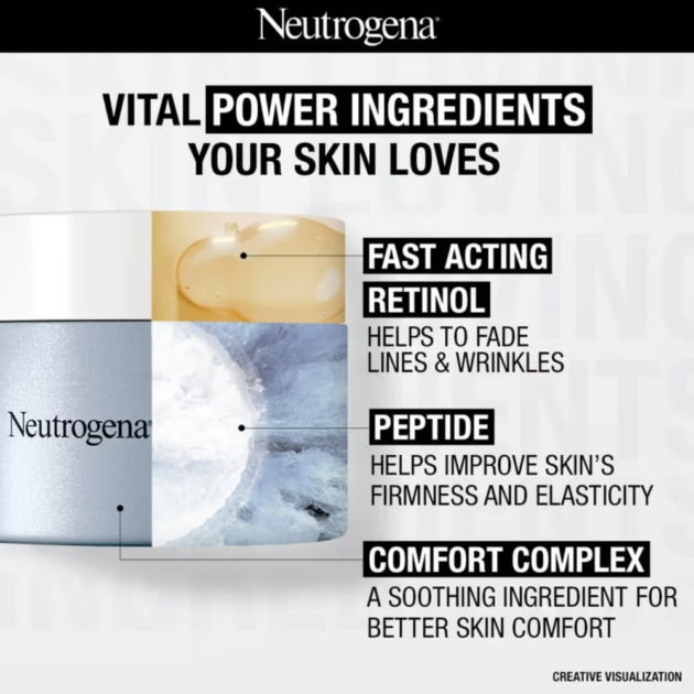 Neutrogena Visible Repair Retinol + Peptide Anti-Ageing Day & Night Cream For Wrinkles & Fine Lines (50g) - Image 3