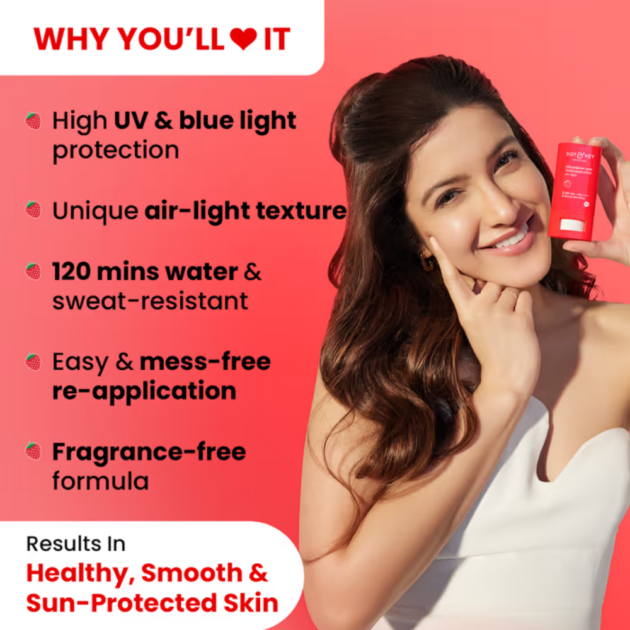 Dot & Key Strawberry On-The-Go SPF 50 Sunscreen Stick PA+++ For UVA/B Blocks (20 g) - Image 3