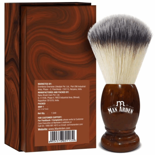 Man Arden Vintage Finish Premium Shaving Brush With Ultra Soft & Absorbent Bristles Long Handle (100gm) - Image 4