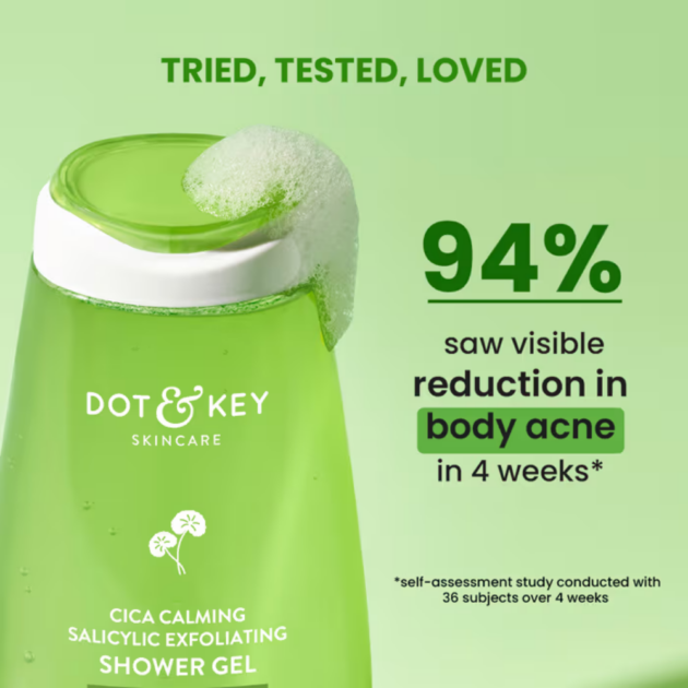Dot & Key Cica & Salicylic Daily Exfoliating Body Shower Gel For Unclogs Pores & Body Acne Reduction (250ml) - Image 4