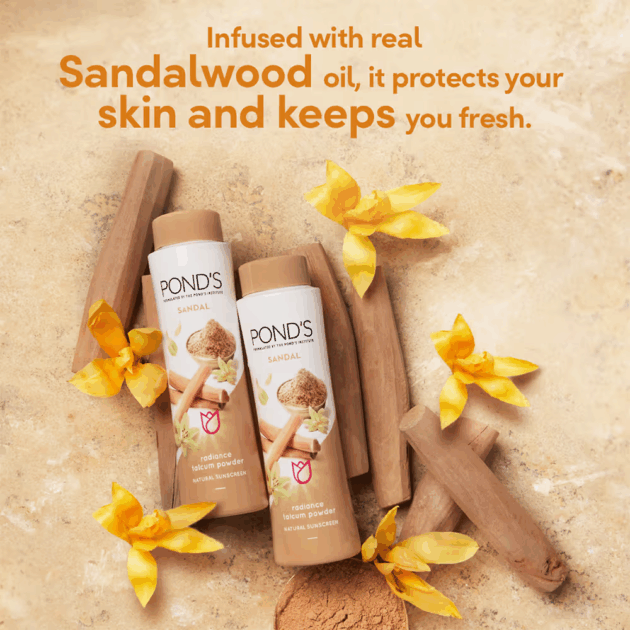 Ponds Sandal Radiance Talcum Powder Natural Sunscreen (300g) - Image 5