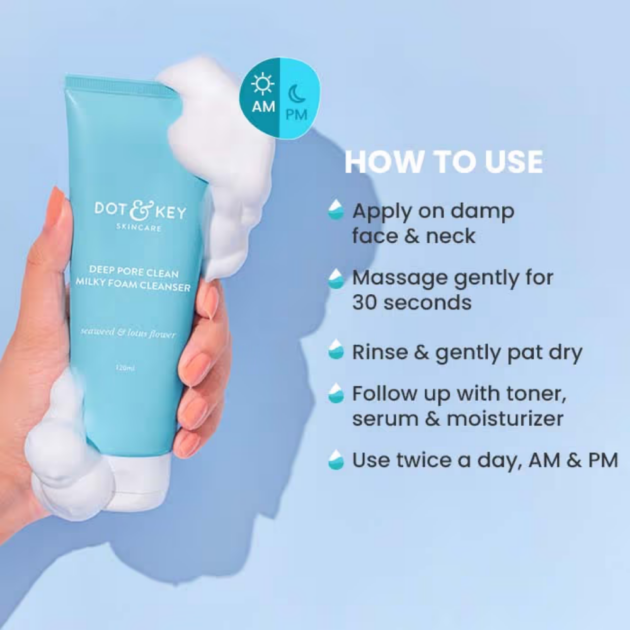 Dot & Key Deep Pore Clean Milky Foam Cleanser (100ml) - Image 5
