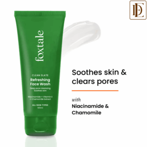 Foxtale Refreshing Face Wash with Niacinamide & Vitamin E, Deeply Cleans Pores and Soothes Skin (100ml)
