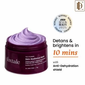 Foxtale De-Tan Skin Radiance Mask, With Lactic Acid, Brazilian Purple Clay & Kaolin Clay (75g)