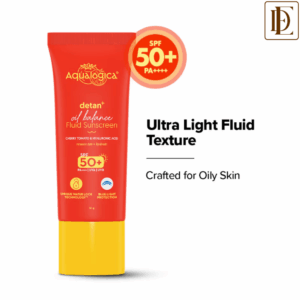 Aqualogica Detan Fluid Sunscreen SPF50+ PA++++ UVA, UVB with Hyaluronic Acid For Tanned & Oily skin (50g)